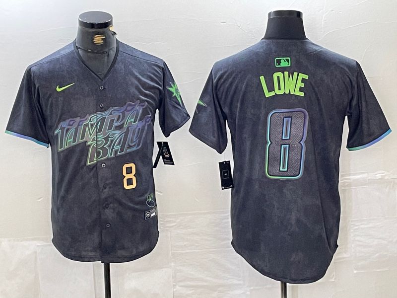 Men Tampa Bay Rays #8 Lowe Nike MLB Limited City Connect Black 2024 Jersey style 2->tampa bay rays->MLB Jersey
